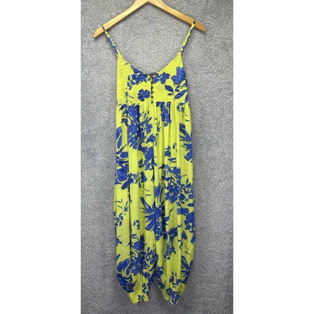 Anthropologie Vega Lounge Jumpsuit Women's XSP Blue Green Tropical Boho Casual - Picture 4 of 14